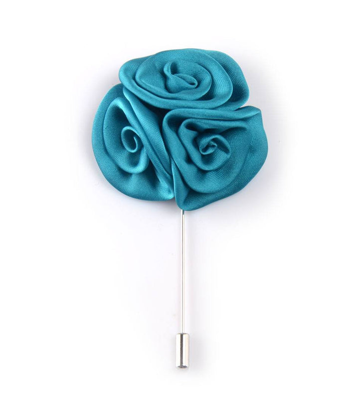 Turquoise Triple Rose Flower Lapel Pin - The Dapper Man