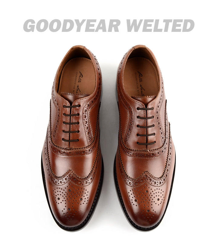 Pelle Santino - Goodyear Welted - Full Brogue Oxfords - Cognac