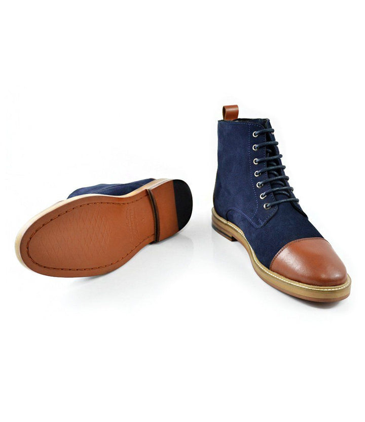 Blue Suede Lace-up Boot - The Dapper Man