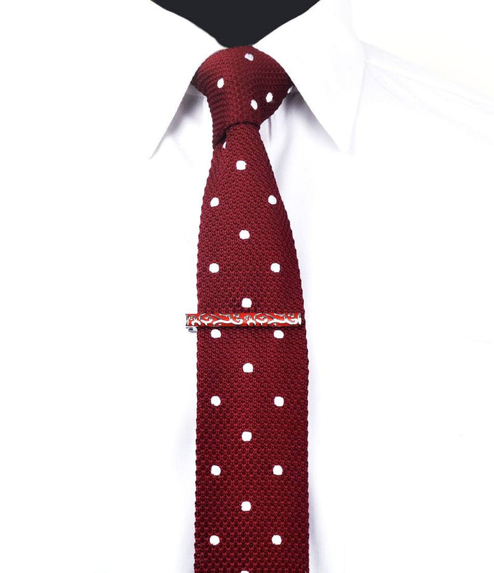 Silver & Crimson Pattern Tie Bar - The Dapper Man