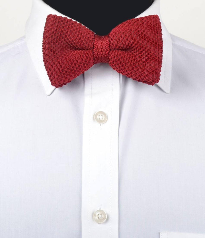 Solid Red Knitted Bow Tie - The Dapper Man
