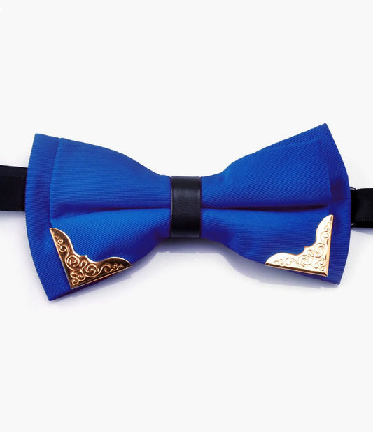 Royal Blue with Golden Edges Bow Tie - The Dapper Man