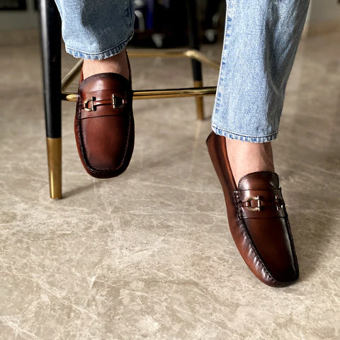 pelle santino - Bit Driving Loafer - Cognac - best driving shoes india