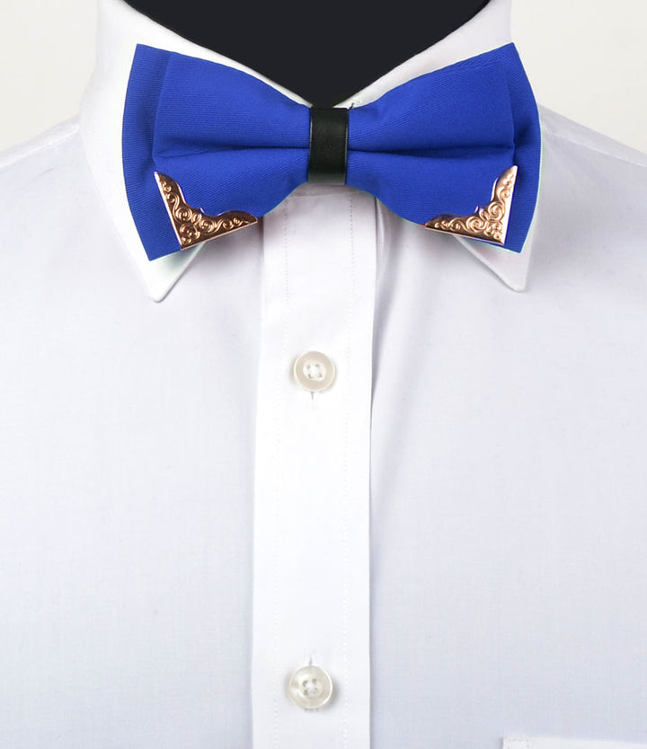 Royal Blue with Golden Edges Bow Tie - The Dapper Man
