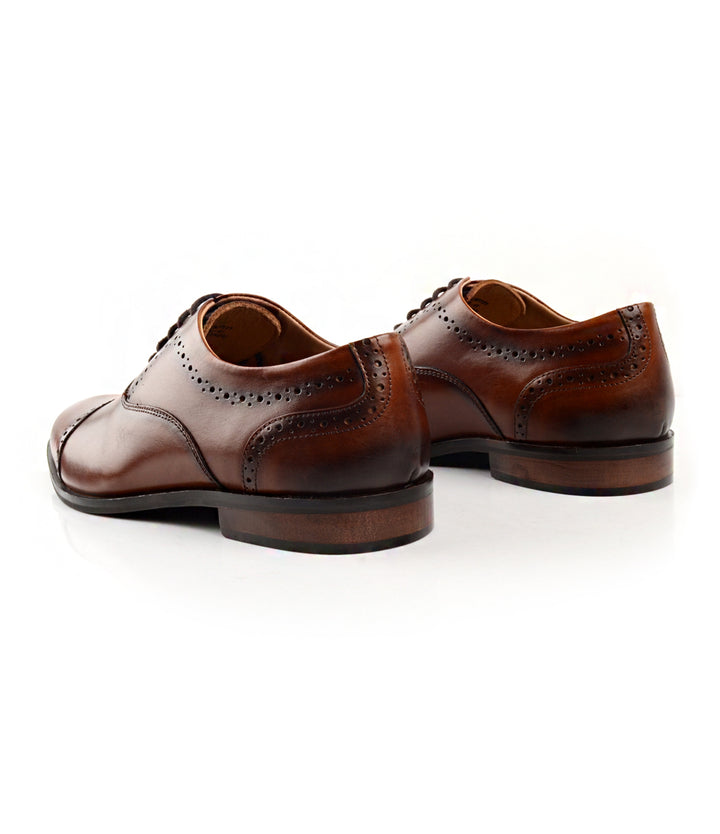 The Dapper Man - Pelle Santino - Cap Toe Oxfords - Cognac - best dress shoe india