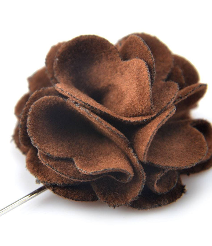 Chocolate Brown Plush Flower Lapel Pin - The Dapper Man