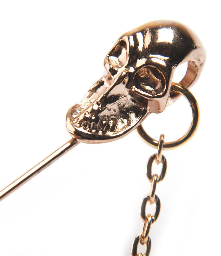 Golden  Skull n' Chain Metal Lapel Pin - The Dapper Man