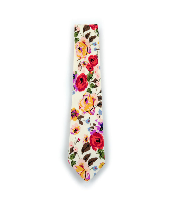 the dapper man - Vanilla Crème Floral Neck Tie