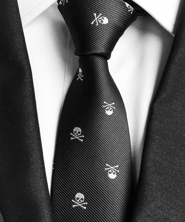 Black Skull Textured Neck Tie - The Dapper Man