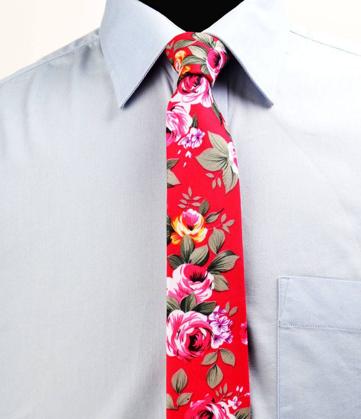 Rich Pink Floral Neck Tie - The Dapper Man