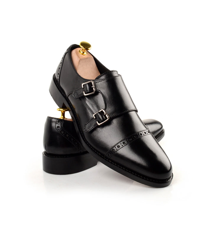 pelle santino - Goodyear Welted - Double Monk Strap - Black