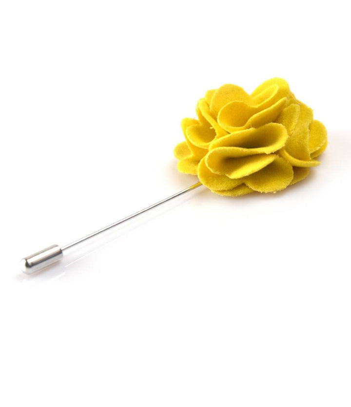 Sunglow Yellow Plush Flower Lapel Pin - The Dapper Man