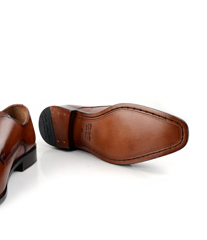 Pelle Santino Medallion Toe Single Monks Cognac Blake stitch