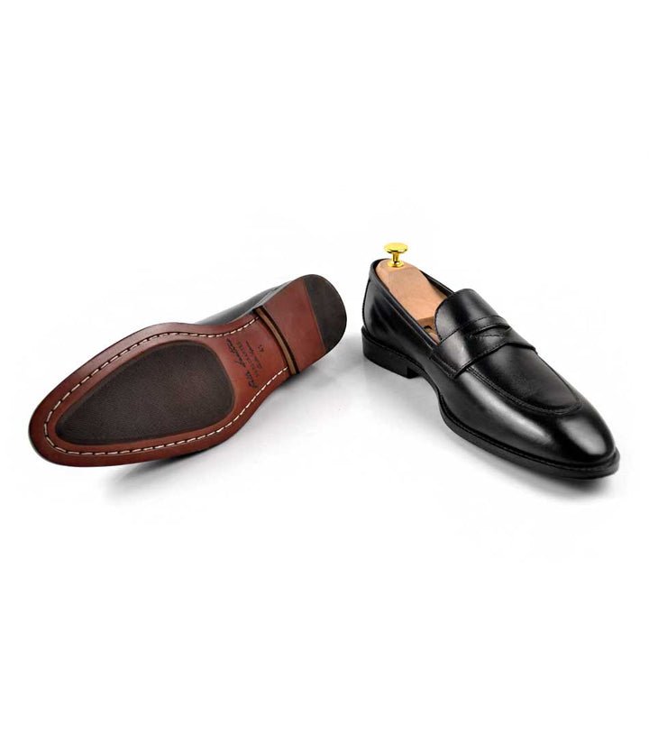 Full Black Penny Loafers - The Dapper Man