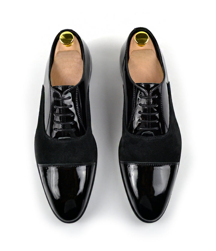 Pelle Santino Black Patent Combination Oxfords – The Dapper Man