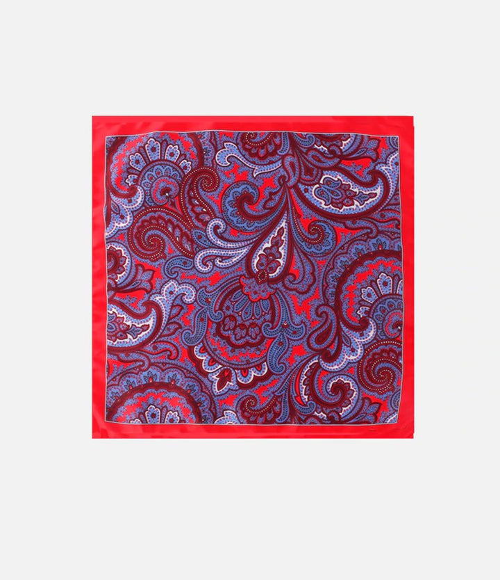Red & Blue Paisley Pocket Square - The Dapper Man